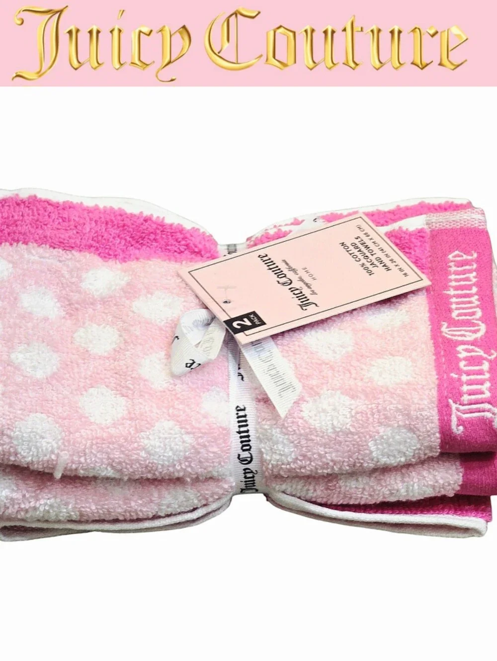 Juicy Couture Home Polka Dot Logo Jacquard Hand Towel Set